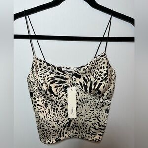 Timing Black and White Animal Print Top Small NWT